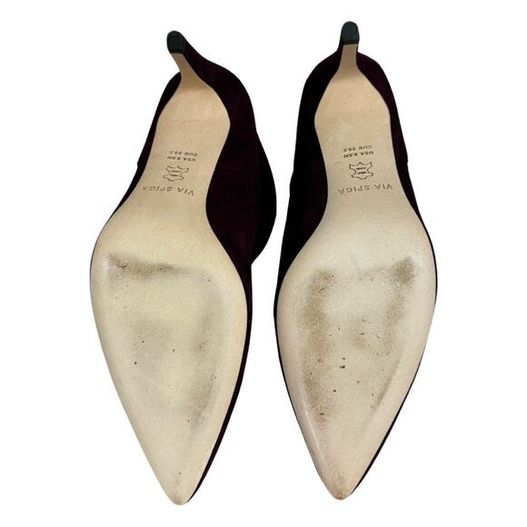 Via Spiga Giulia Suede Mulberry Maroon 9.5M Kitten Stiletto Women's Boot $295 - Picture 2 of 13